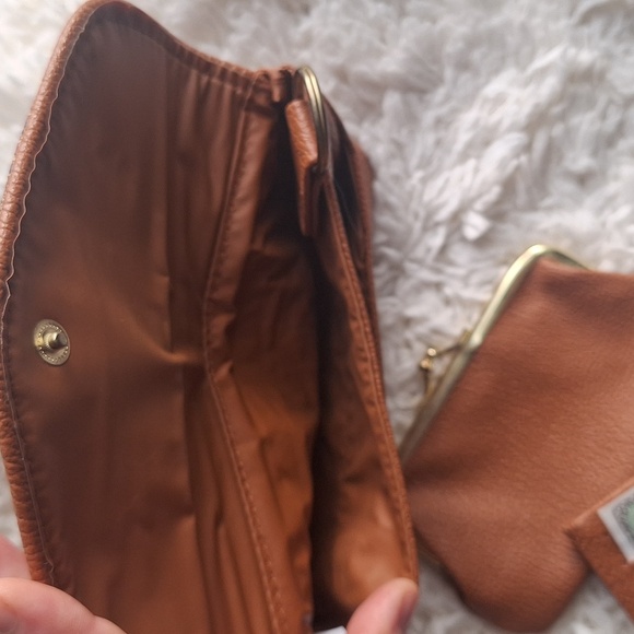 Vintage Brown Paisley Envelope Snap Leather Vinyl Wallet Pouch Clutch - Picture 9 of 15